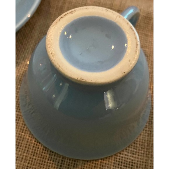 Lu-Ray Pastels TS & T Blue Cup and Saucer Set Retro Farmhouse Kitchen Dinnerware - Picture 3 of 6